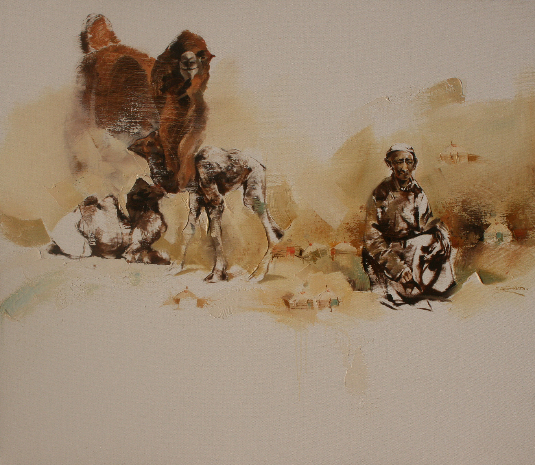 Pintura artística del desierto de Gobi